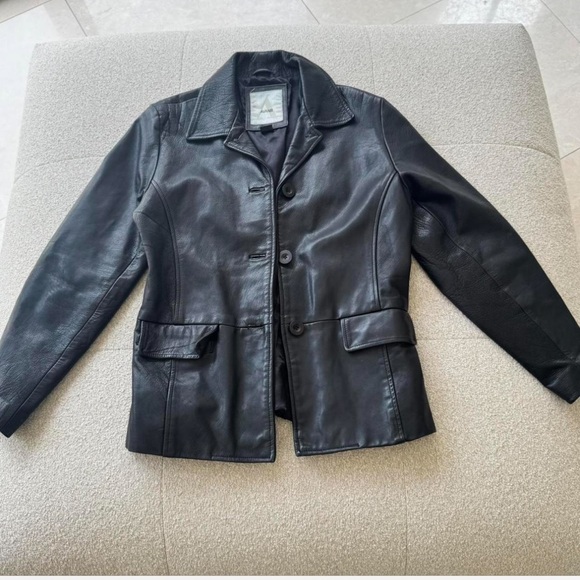 Vintage 90s Avanti Black Genuine Leather Blazer Jacket Women’s - Medium - Picture 6 of 8